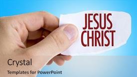  Presentation with jesus christ - Colorful presentation theme enhanced with jesus christ backdrop and a coral colored foreground
