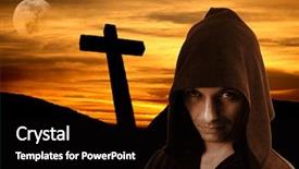  Presentation with crucifix - Slides featuring jesus cross - monk with crucifix and moon background and a black colored foreground