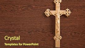  Presentation with jesus cross - Audience pleasing presentation theme consisting of jesus crucified on the cross backdrop and a tawny brown colored foreground