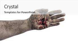  Presentation with white blood cell - Cool new presentation design with jesus crucify - bloody dirty hand isolated backdrop and a white colored foreground