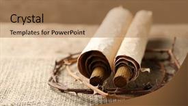  Presentation with old scroll - Colorful PPT theme enhanced with jesus crucify - crown of thorns with blood backdrop and a coral colored foreground