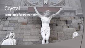  Presentation with jesus christ - Colorful theme enhanced with jesus crucify - jesus christ on a crucifix backdrop and a gray colored foreground
