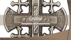  Presentation with jesus cross - Colorful PPT theme enhanced with jesus death - silver jerusalem cross with religious backdrop and a coral colored foreground