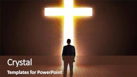  Presentation with jesus cross - Amazing presentation theme having jesus door - man looking at bright cross backdrop and a tawny brown colored foreground