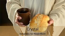  Presentation with jesus bread - Slide set with jesus hands holding bread background and a gold colored foreground