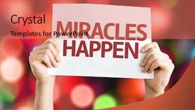 Presentation with miracles - Cool new theme with miracles happen card with colorful backdrop and a coral colored foreground
