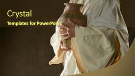  Presentation with jesus - Colorful PPT theme enhanced with jesus-holding-a-ceramic-jar backdrop and a tawny brown colored foreground