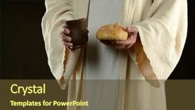  Presentation with jesus bread - Slide set with jesus holding bread background and a tawny brown colored foreground