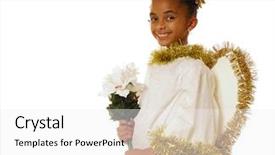  Presentation with angel - Colorful PPT theme enhanced with jesus kids - beautiful young girl backdrop and a white colored foreground