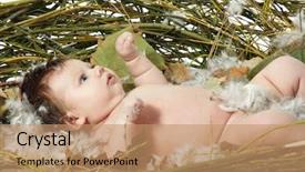  Presentation with cute baby - Slide deck enhanced with jesus kids - cute baby in home nest background and a coral colored foreground