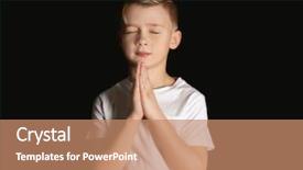  Presentation with jesus kids - Presentation design featuring jesus kids - religious little boy praying background and a coral colored foreground