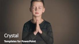  Presentation with jesus kids - Cool new PPT theme with jesus kids - religious little boy praying backdrop and a dark gray colored foreground