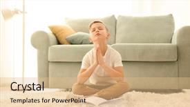  Presentation with religious - Beautiful slide set featuring jesus kids - religious little boy praying backdrop and a lemonade colored foreground