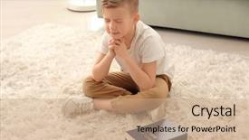  Presentation with jesus kids - Presentation theme consisting of jesus kids - religious little boy praying background and a coral colored foreground