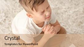  Presentation with religious law - Beautiful slide set featuring jesus kids - religious little boy praying backdrop and a coral colored foreground