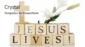  Presentation with jesus easter - Colorful PPT layouts enhanced with jesus lives with a cross backdrop and a white colored foreground
