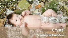  Presentation with jesus loves - PPT theme with jesus loves little children - cute baby in home nest background and a coral colored foreground