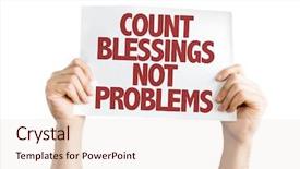 Presentation with blessing - Slide deck with jesus loving kind - count blessing not problems card background and a sky blue colored foreground
