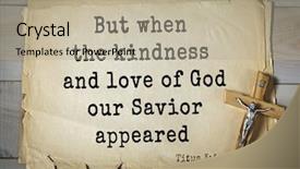  Presentation with top 150 - Beautiful PPT theme featuring jesus loving kind - top-150 bible verses about love backdrop and a mint green colored foreground