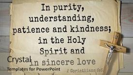  Presentation with top 150 - Slides enhanced with jesus loving kind - top-150 bible verses about love background and a mint green colored foreground