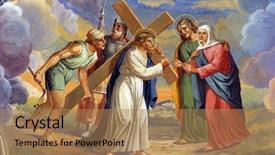  Presentation with jesus cross - Presentation theme enhanced with jesus meets his mother background and a coral colored foreground