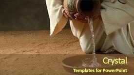  Presentation with jesus pouring water - Presentation design having jesus pouring water background and a tawny brown colored foreground