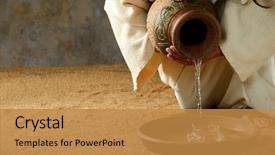  Presentation with jesus - Theme having jesus pouring water background and a gold colored foreground