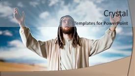  Presentation with jesus praying - Colorful presentation theme enhanced with jesus praying with his hands backdrop and a light blue colored foreground