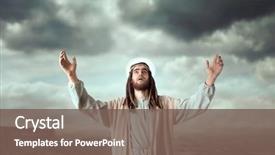  Presentation with jesus praying - Slide set featuring jesus praying with his hands background and a violet colored foreground