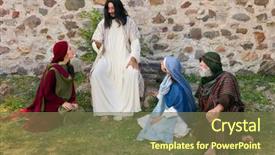  Presentation with preaching - Beautiful PPT theme featuring jesus preaching to a group backdrop and a tawny brown colored foreground