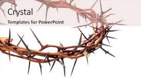  Presentation with crown thorns - Audience pleasing presentation design consisting of jesus resurrection - crown made of thorns isolated backdrop and a lemonade colored foreground