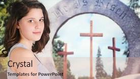  Presentation with christian easter - PPT theme enhanced with jesus risen - beautiful teen girl looking back background and a coral colored foreground