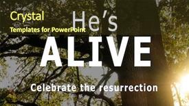  Presentation with jesus easter - Colorful slide set enhanced with jesus risen - easter quote on landscape background backdrop and a tawny brown colored foreground