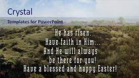  Presentation with quote - PPT theme having jesus risen - easter quote on landscape background background and a light blue colored foreground