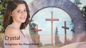  Presentation with resurrection - Slide deck consisting of jesus risen - pretty teen girl delighted background and a coral colored foreground