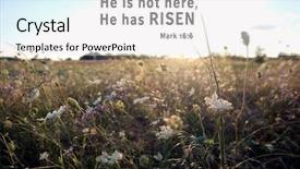  Presentation with jesus easter - PPT theme featuring jesus risen - religious verse on landscape background background and a white colored foreground