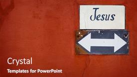  Presentation with concrete - Cool new slide deck with jesus-road-sign-arrow backdrop and a tawny brown colored foreground
