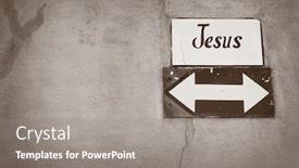  Presentation with concrete cracked - Cool new slide deck with jesus-road-sign-arrow backdrop and a gray colored foreground