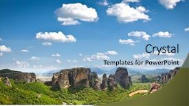  Presentation with panoramic - PPT theme with godunique - beautiful panoramic view on meteora background and a light blue colored foreground