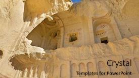  Presentation with cappadocia - PPT layouts enhanced with christ rock - cave church in cappadocia near background and a coral colored foreground