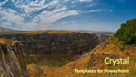  Presentation with armenia - Presentation theme featuring church vision - kasagh river gorge near saghmosavank background and a tawny brown colored foreground