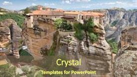  Presentation with culture heritage greece - Audience pleasing PPT theme consisting of godunique - panoramic view on meteora backdrop and a violet colored foreground