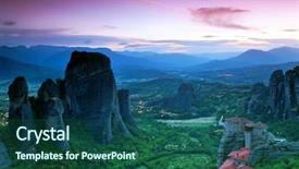  Presentation with sunset - Slides with godunique - sunset light over meteora monasteries background and a ocean colored foreground