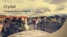  Presentation with tourist - Presentation consisting of tourist in meteora greece background and a lemonade colored foreground