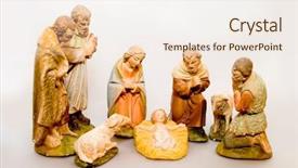  Presentation with nativity - Presentation with christian sheep - full nativity set on white background and a sky blue colored foreground