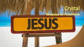  Presentation with jesus - Cool new presentation with jesus sign with beach background backdrop and a tawny brown colored foreground