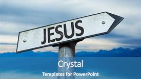  Presentation with jesus - PPT theme having jesus sign with sky background background and a teal colored foreground