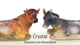  Presentation with mule - Audience pleasing PPT layouts consisting of scene set jesus - figures of a ox backdrop and a coral colored foreground