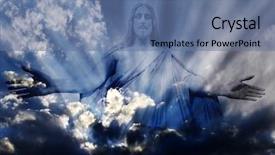  Presentation with storm - Presentation theme having jesus standing in white background and a ocean colored foreground