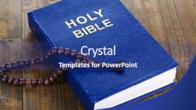  Presentation with bible candle cross - Audience pleasing PPT theme consisting of jesus teaching - bible with cross on wooden backdrop and a ocean colored foreground